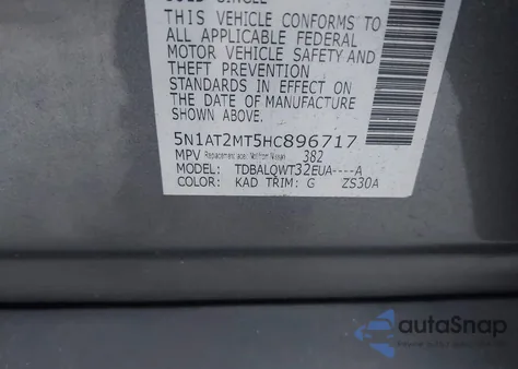 2017 Nissan Rogue S/Sl из США, поврежденный, VIN 5N1AT2MT5HC896717